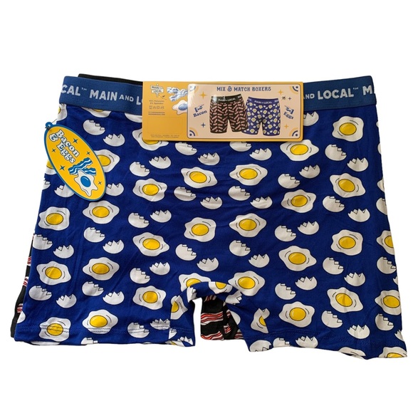 Novelty Boxers Bacon & Eggs 2 Pair Sz M NWT - Picture 2 of 2